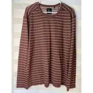Prana Men's XL Red/White Striped Long Sleeves Crew Neck T-Shirt Pullover Casual